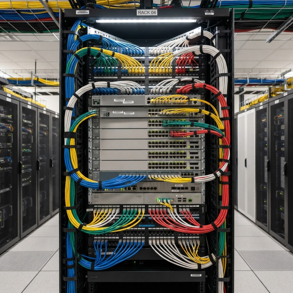 Enterprise networking switches and data cabling